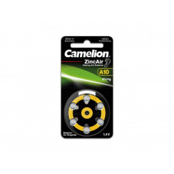 6 piles pour appareil auditif Camelion Zinc-Air A10 0% Mercury/Hg - Joune