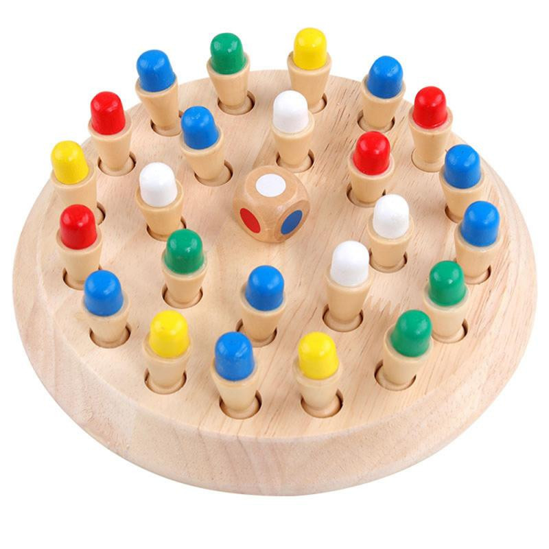 capacité de mémoire cognitive couleur jouet éducatif Échecs à mémoire en bois interaction jeux de société en bois avec sac de pièces pour cadeau d'anniversaire pour adultes pour enfants