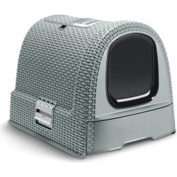 CURVER Maison de toilette - Bleu gris - Pour chat - 51 x 38,5 x 39,5 cm